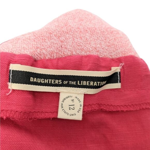 Anthropologie DAUGHTERS OF THE LIBERATION Pink Linen Skirt 12 - Picture 4 of 7